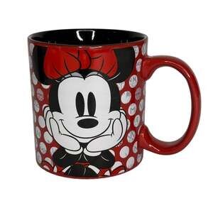 Minnie Mouse Disney Mug 20oz Red Black Polka Dot Coffee Cup Vintage Style Cute